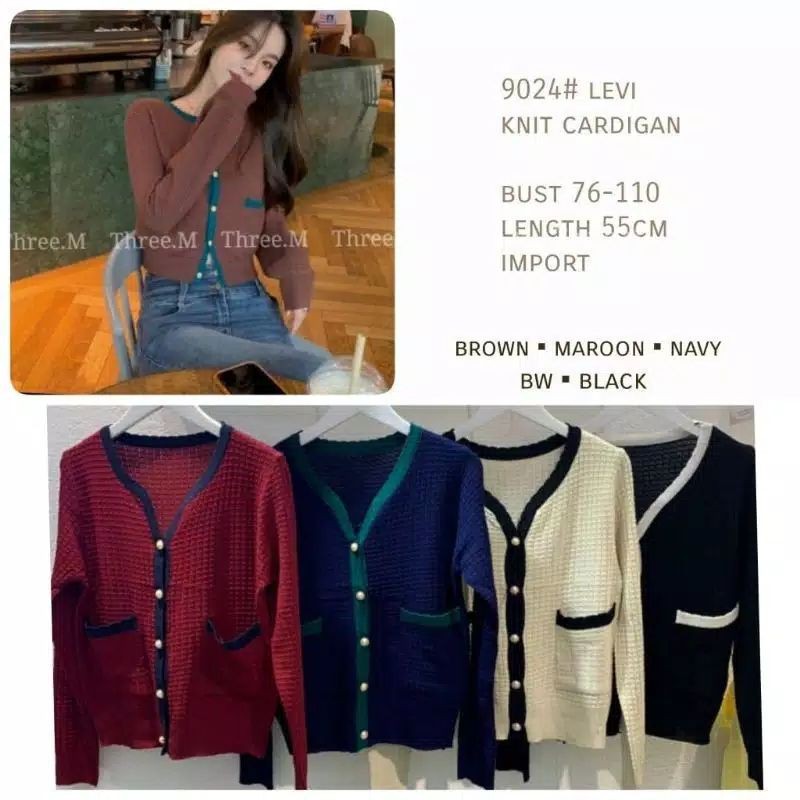 MDLV ~ BM 9024 LEVI KNIT CARDIGAN // CARDIGAN RAJUT IMPORT // FASHION IMPORT WANITA