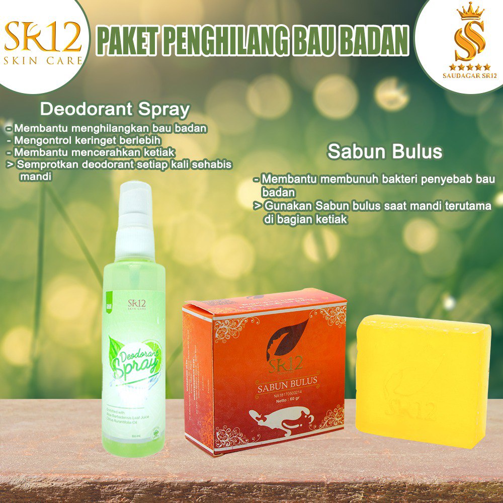 PAKET PENGHILANG BAU BADAN BANDEL SR12 / DEODORANT SABUN BULUS AMPUH ATASI BAU BADAN &amp; BAU KAKI / ATASI KERINGAT BERLEBIH