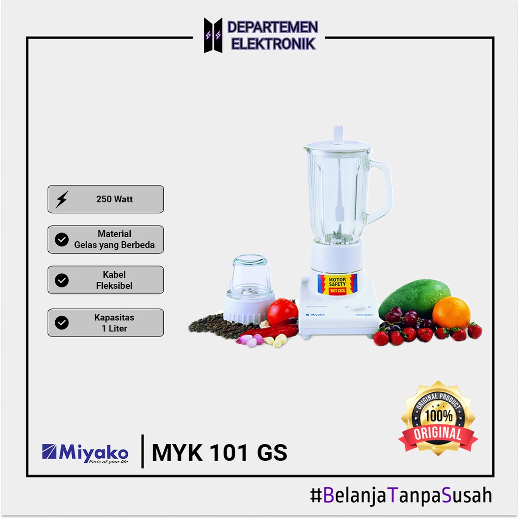 Miyako BL 101 GS Blender Glass 1 Liter 2 in 1