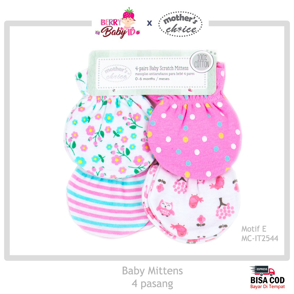 Mother's Choice Paket 4 Pasang Baby Mittens Sarung Tangan Bayi MCH029 Berry Mart