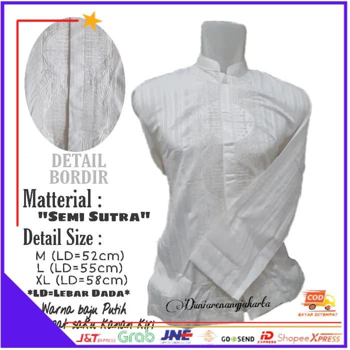 ❤BISA COD❤ Baju Koko Dewasa Putih Premium Semi Sutra bagus