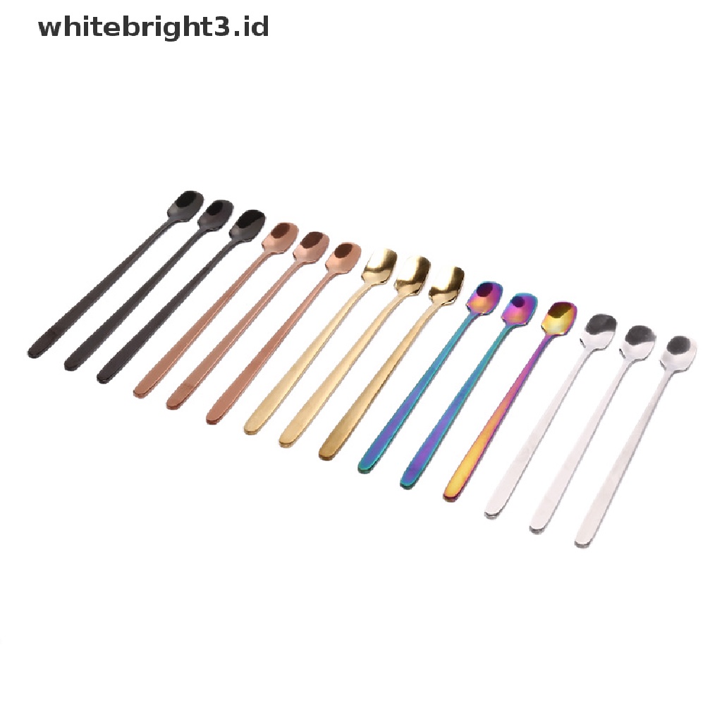 (whitebright3.id) 1pc Sendok Kopi Gagang Panjang Bahan Stainless Steel