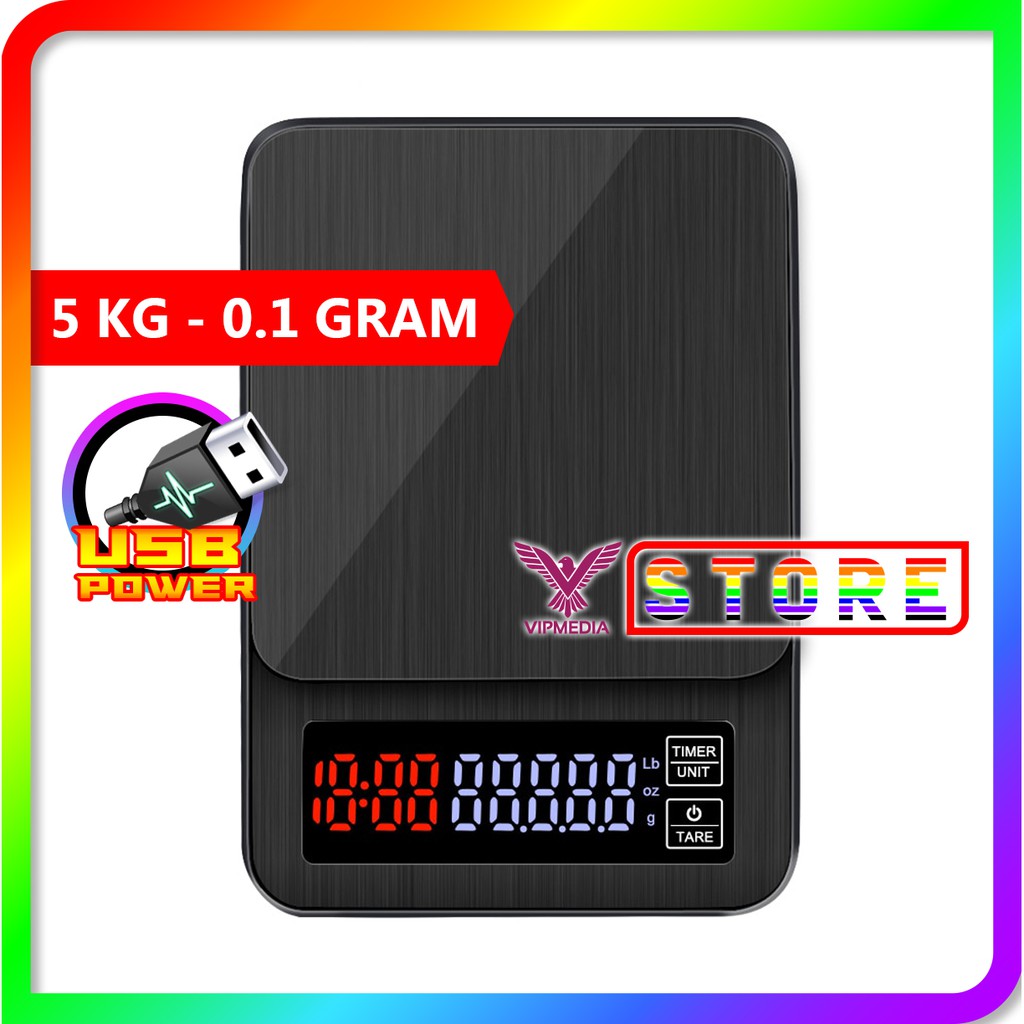 TIMBANGAN DIGITAL MINI AKURASI 0,1 gram - 5 KG BLACK