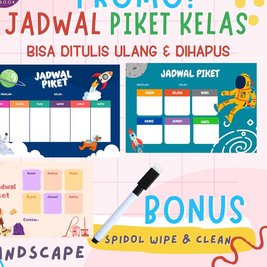 

Flash Sale - Jadwal piket kelas dinding sekolah size A3 bisa tulis hapus gratis 1pcs spidol wipe & clean