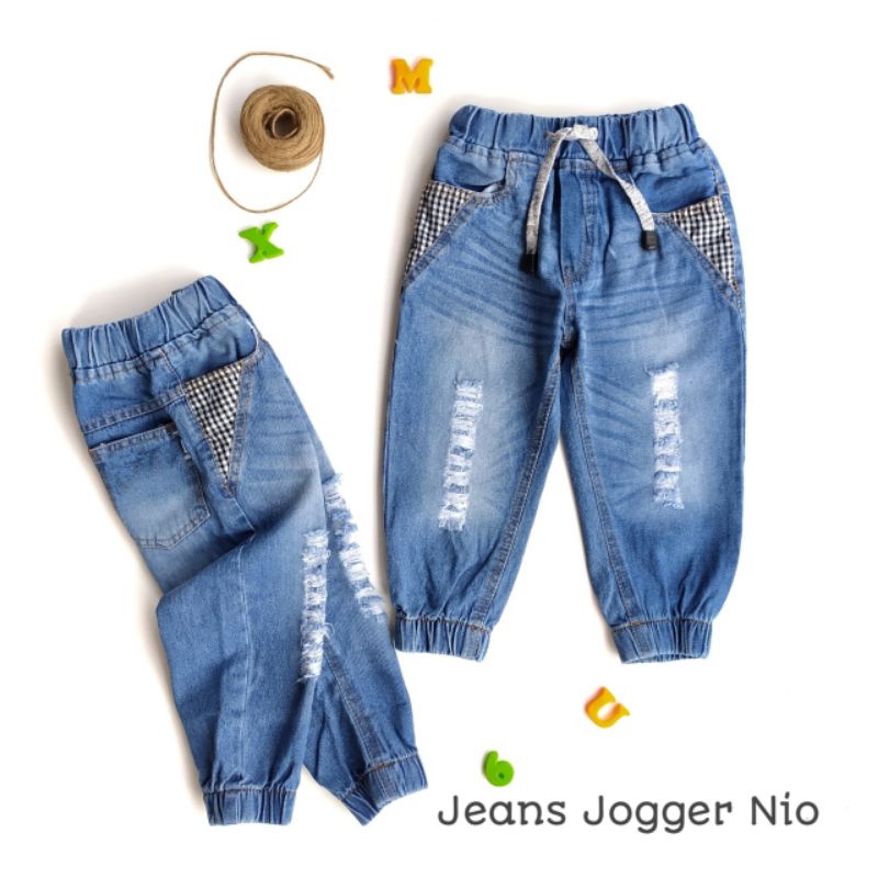 Celana Panjang Jogger Joger Jeans Anak Laki Cowok Usia 2 3 4 5 6 7 8 9 Tahun Variasi Repad Nio