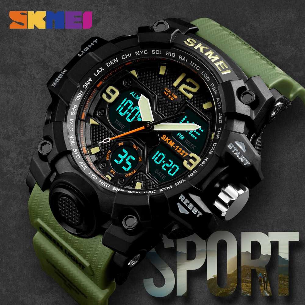 SKMEI Jam Tangan Digital Analog Pria JT 35 Jam Interface Chronograph Unik Penutup Stainless Anti Air