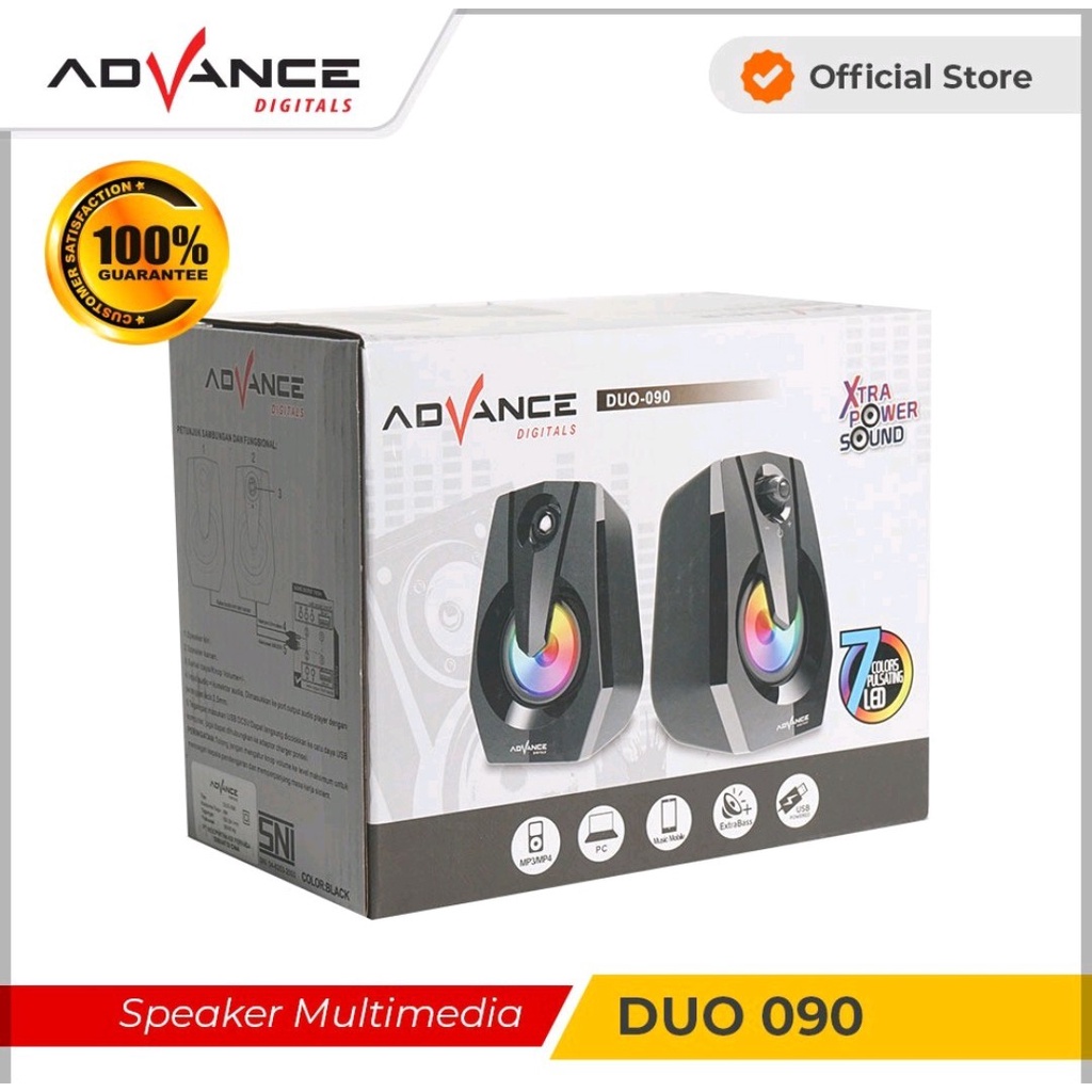 Speaker Original Advance DUO-090 7 Colors Pulsating LED/ Speaker Gaming