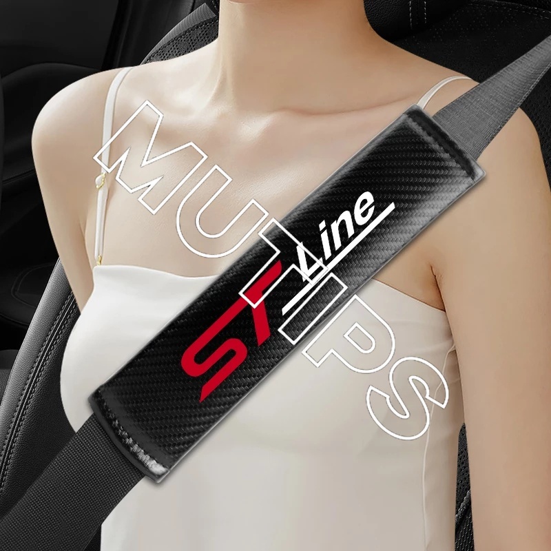 Ford 2pcs Bantalan Busa Bahu Sabuk Pengaman Mobil Motif Carbon Fiber Untuk Fiesta Ranger Ecosport Focus Everest Mustang