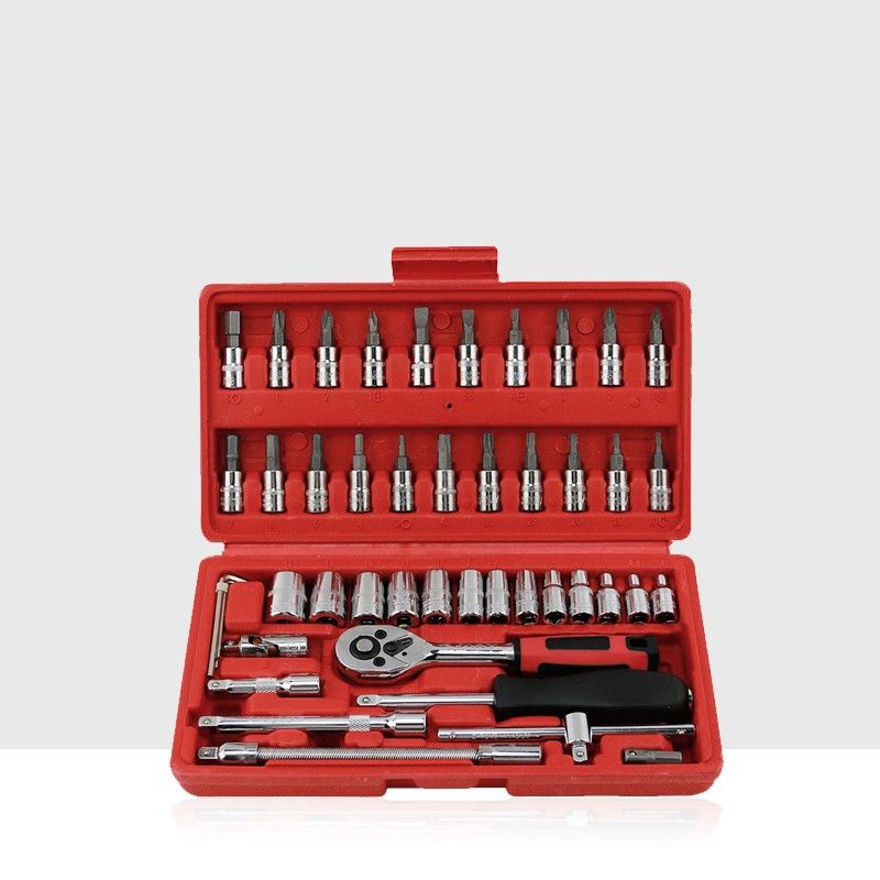 SET KUNCI SOK 46PCS KUNCI SHOCK MOBIL MOTOR KUNCI SOCKET WRENCH PAS SPANNER SOCKET 1/4&quot; FU