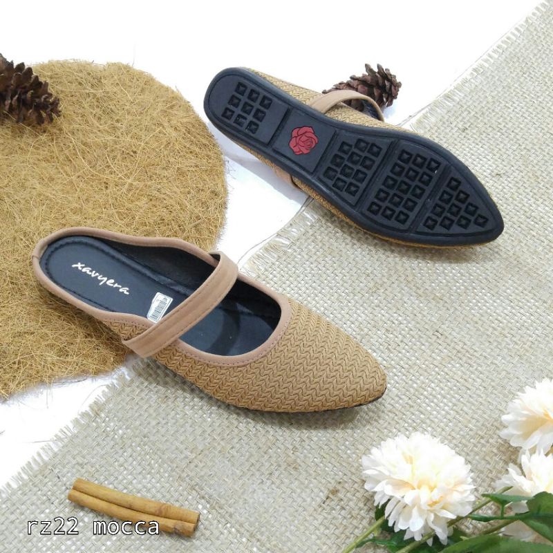 BorneoXavyera  Sepatu Flat Amira rz22 Flatshoes Kekinian Bahan Kanvas Premium