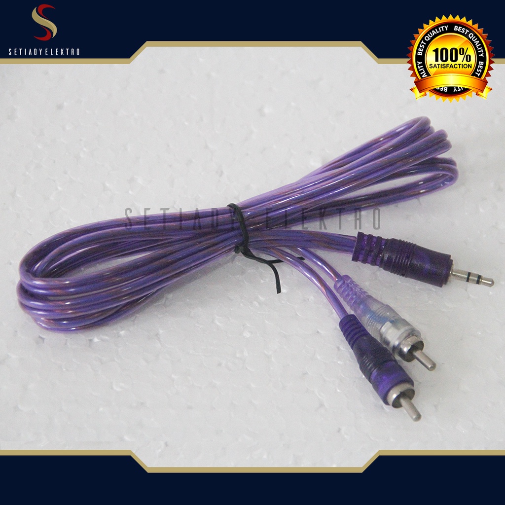 Kabel audio AUX 2 in 1 3.5mm stereo to rca 2 audio 1 meter transparan