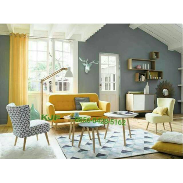 Sofa retro set sofa scandinavian set sofs retro dudukan sofa single KJF