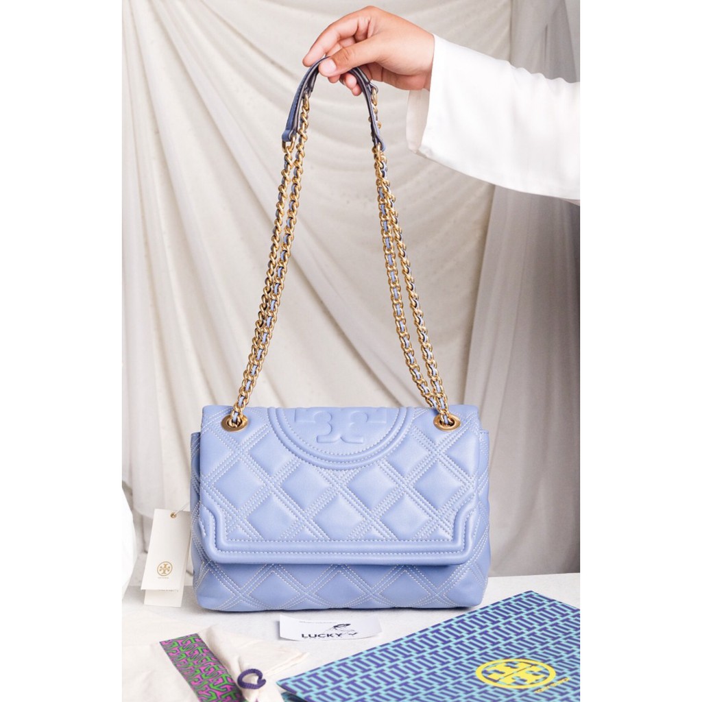 Tory Burch Fleming Soft Leather Convertible Bag Blue - ORIGINAL 100%