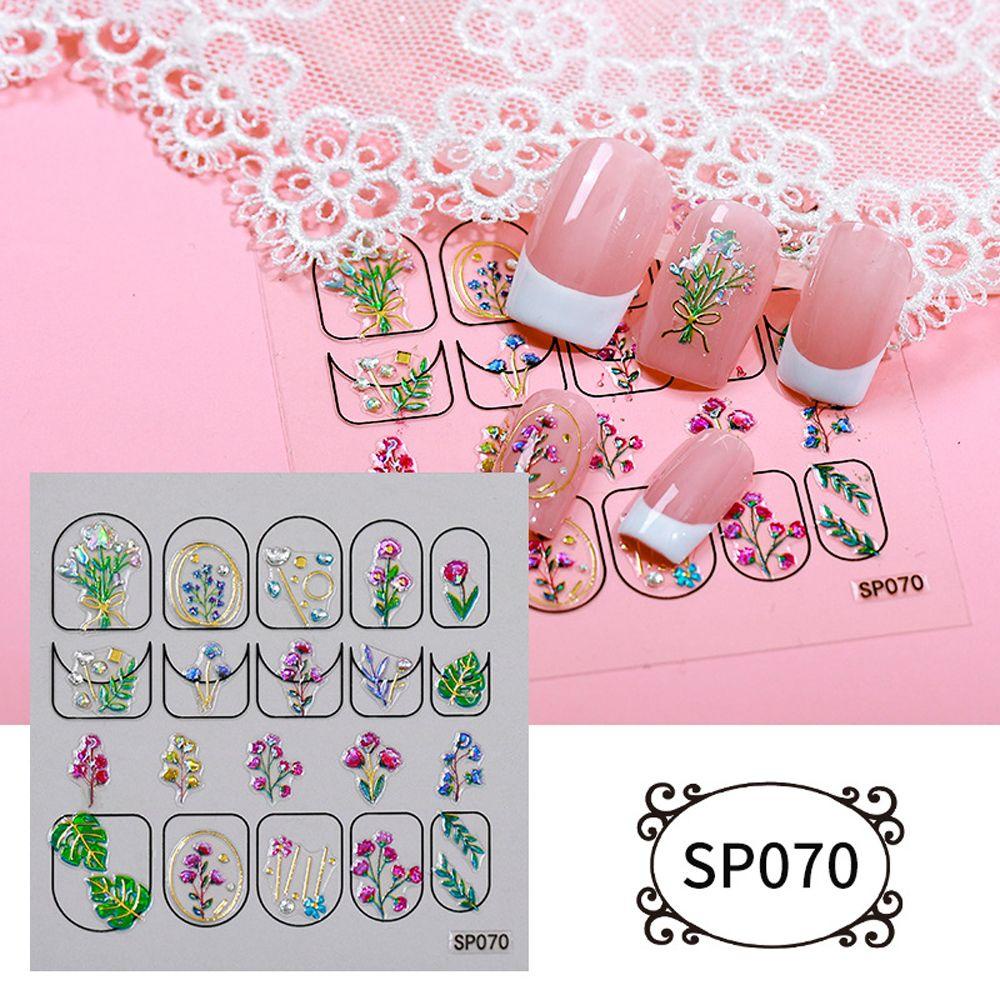 Agustina Aurora Stiker Kuku Wanita Kerang Pola Tidak Teratur Flamingo Self Adhesive Nail Art Dekorasi