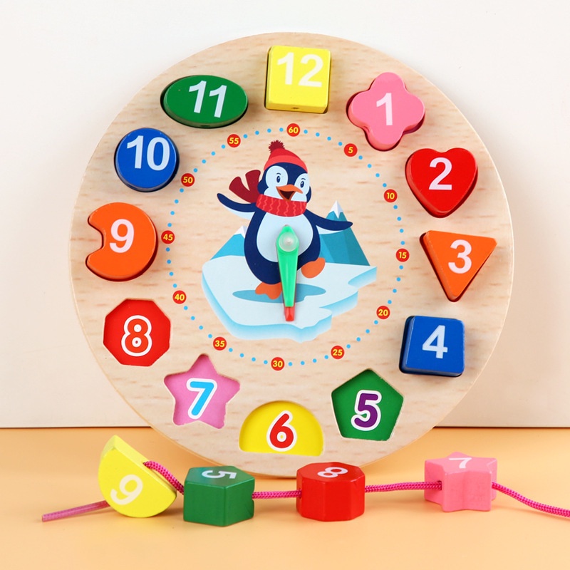 HAPPYTOYS.888 Mainan Edukasi Anak Basic Shape Kayu Balok Geometri Puzzle 3D Montessori Sensory Xylophone Jam Angka