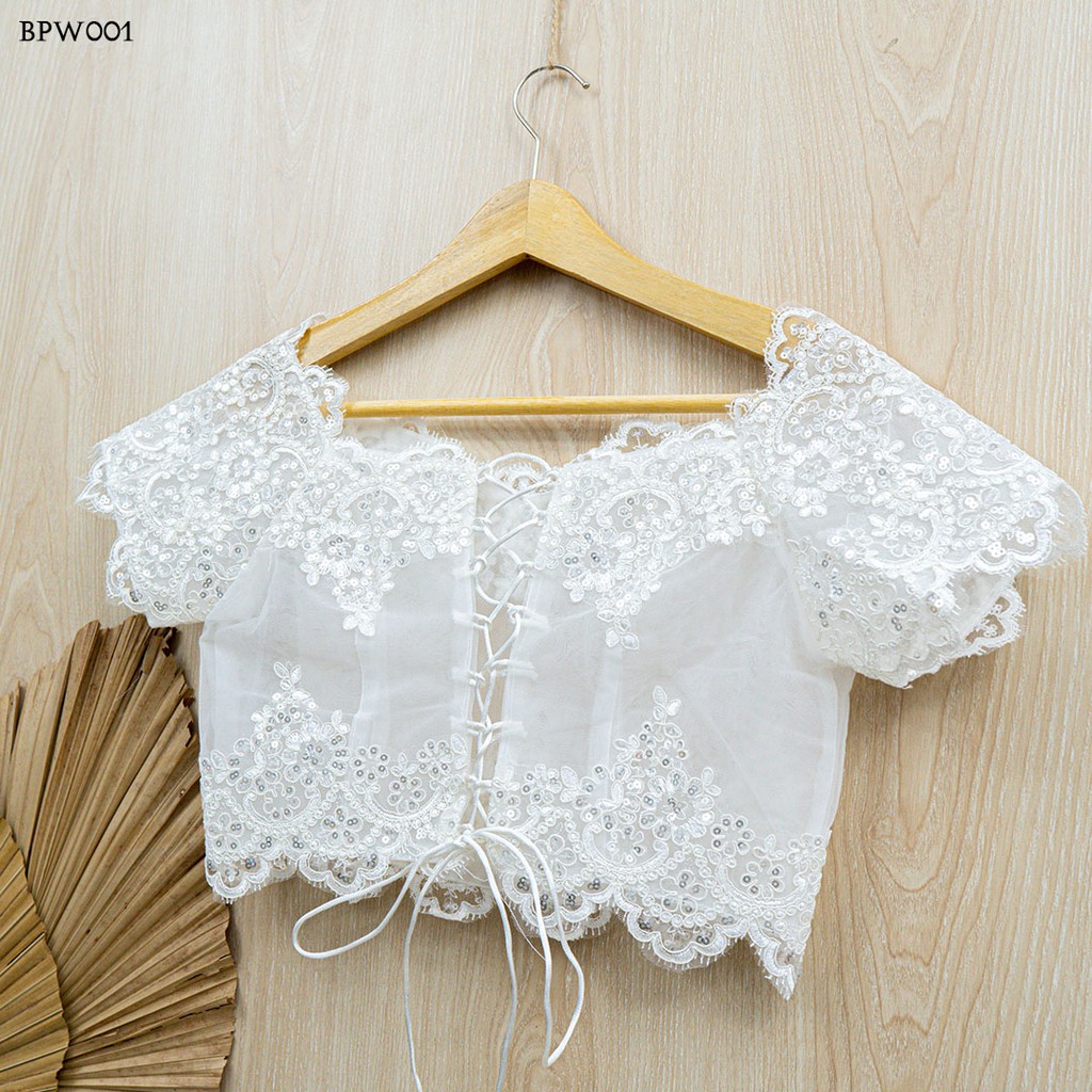 [STOK TERBATAS] AKSESORIS PENGANTIN WANITA SABRINA MODERN RENDA PUTIH BPW009