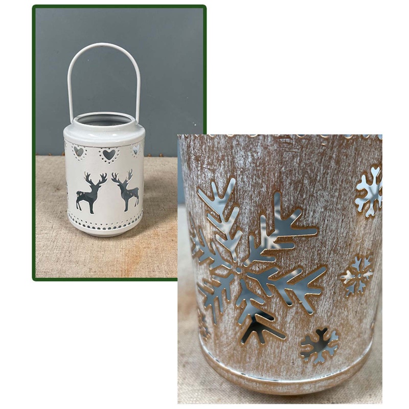 Lentera Holder Lilin Desain Rusa / Pohon Natal / Snowflake Hollow Gaya Nordic Untuk Dekorasi Indoor