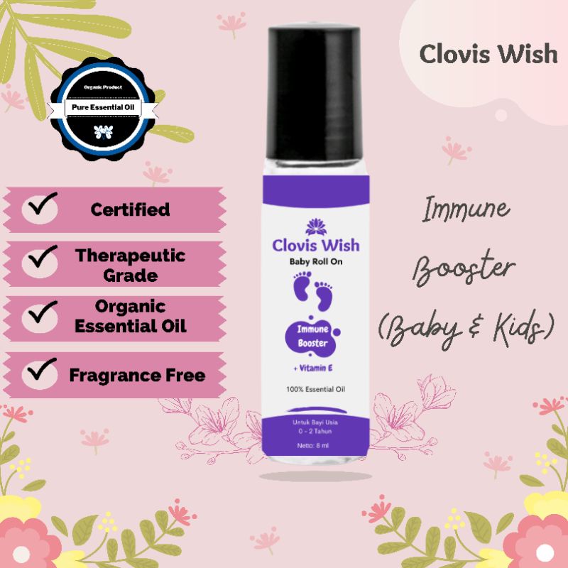 Clovis Wish Immune Booster Penambah Imun altrn cessa Roll On Minyak Oles Essential Oil Bayi Anak Bab