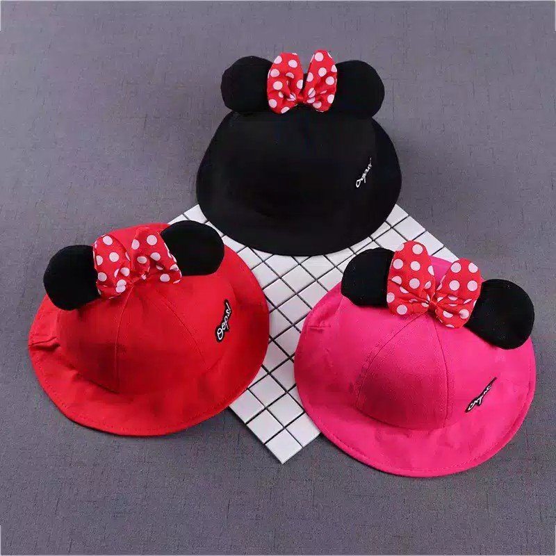 Topi anak bayi balita bucket hat fashion baby motif minnie lucu import