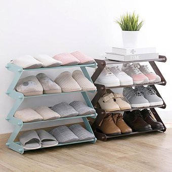 PROMO !! RAK SEPATU ZIG ZAG MINIMALIS / RAK SEPATU ZIG ZAG 4 SUSUN Shoe Rack Sandal Holder Rak Buku Serbaguna Storage Rak Kamar Mandi - 4604