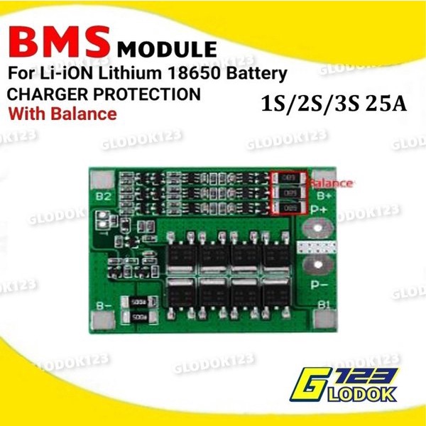 BMS 1S 2S 3S 25A Lithium Battery Balanced Charger Protection 18650