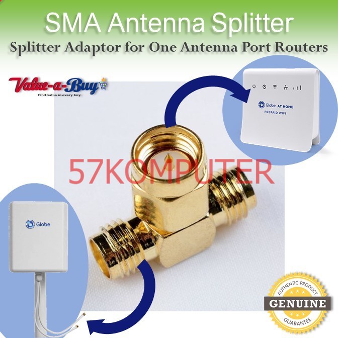 KONEKTOR T SMA Antenna Splitter Adapter Router MODEM Huawei 4G ORBIT STAR 2 (Male to Dual Female)