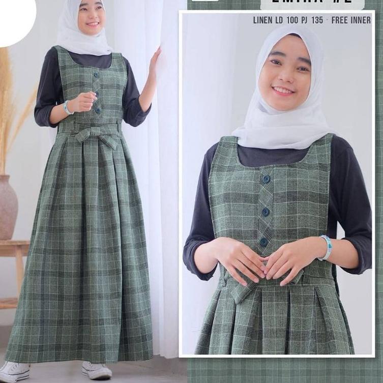 Overall set Inner E Vol 2 Set Baju Kodok Rok Outer Kotak Kotak Overall Plus Inner Baju Wanita L0N0