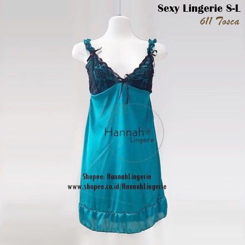 Free Size S M L, Baju Tidur Seksi Warna Putih Hitam Tosca Lingerie Satin Saten Transparan Bagian Dada Isi Seserahan Pengantin611