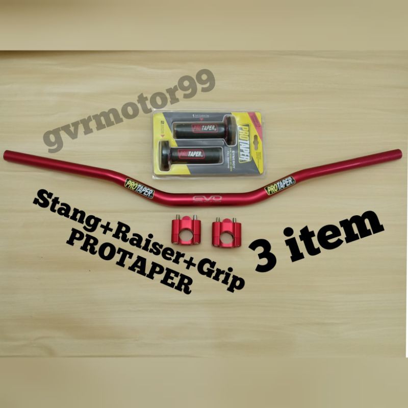 Paket Stang Fatbar protaper EVO type Low+Raiser dan Grip protaper Wr155-Cross-Klx-Crf-Trail