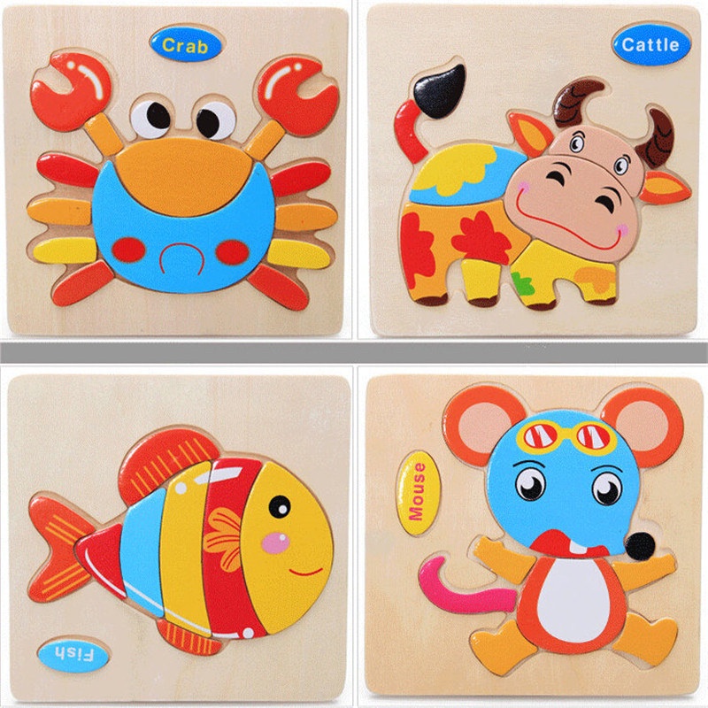 Mainan Puzzle/ Mainan Edukasi Dini Bentuk Hewan, Kartun Lucu/Mainan Belajar Anak