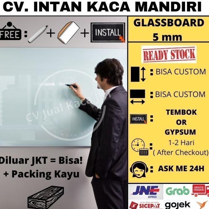 

---Terbartu--- Glassboard 90x150 - Papan Tulis Kaca / Glass Board Termurah 90 x 150