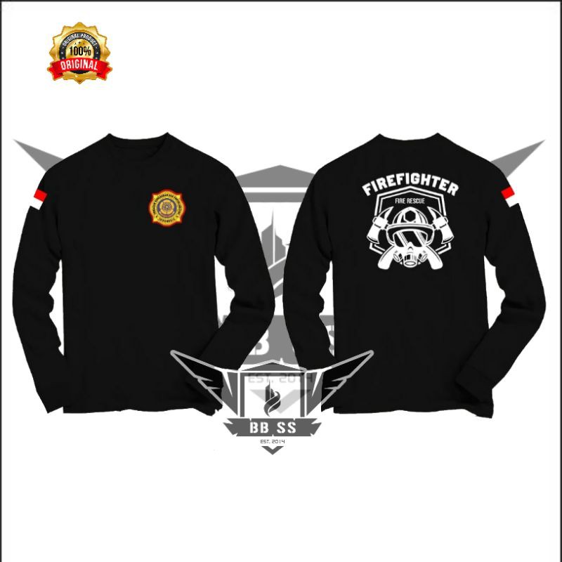 Thsirt Baju Kaos Damkar Kaos Fire Fighter Kaos Damkar Lengan Panjang