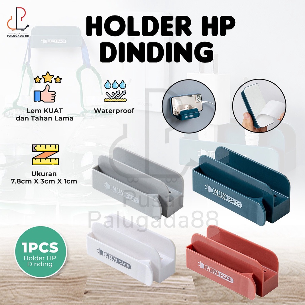 Holder Hp Dinding Gantungan Colokan Hanger Kabel Plug Cable Organizer Cas Charger Power Plug Rack Listrik 2in1