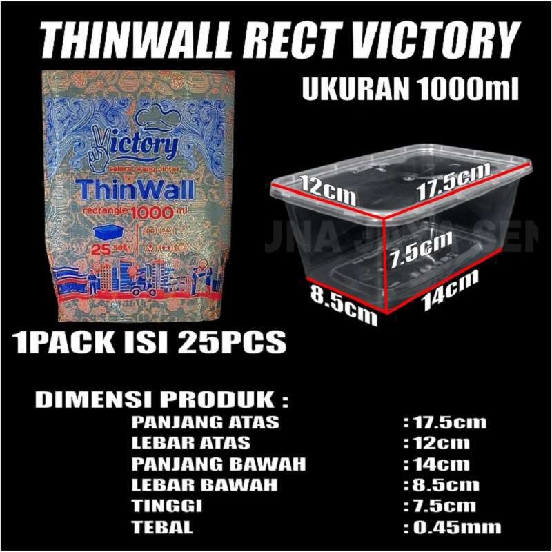 Thinwall Rect 200ml 500ml 650ml 750ml 1000ml Pack Kotak Makan Persegi Panjang Food Container Plastik