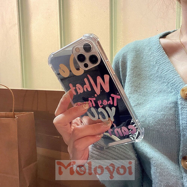 Soft Case Bahan TPU Desain Alfabet Inggris Dengan Cermin Makeup Untuk IPhone 7Plus 8Plus 12 11 13 Pro Max 7 8 11 XR X Xsmax SE 2020