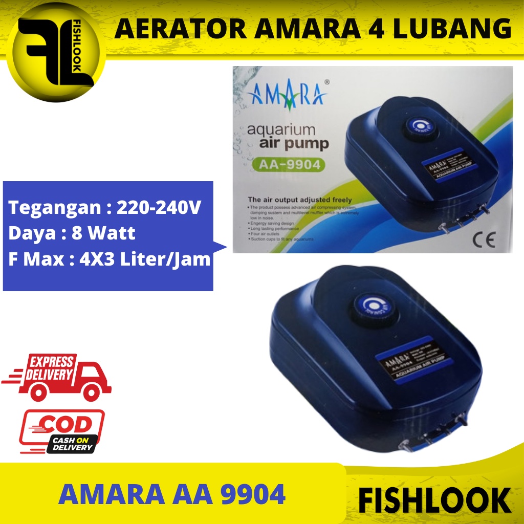 AMARA AA 9904 Air Pump Aerator Pompa Udara AA9904 4 Lubang Outlet