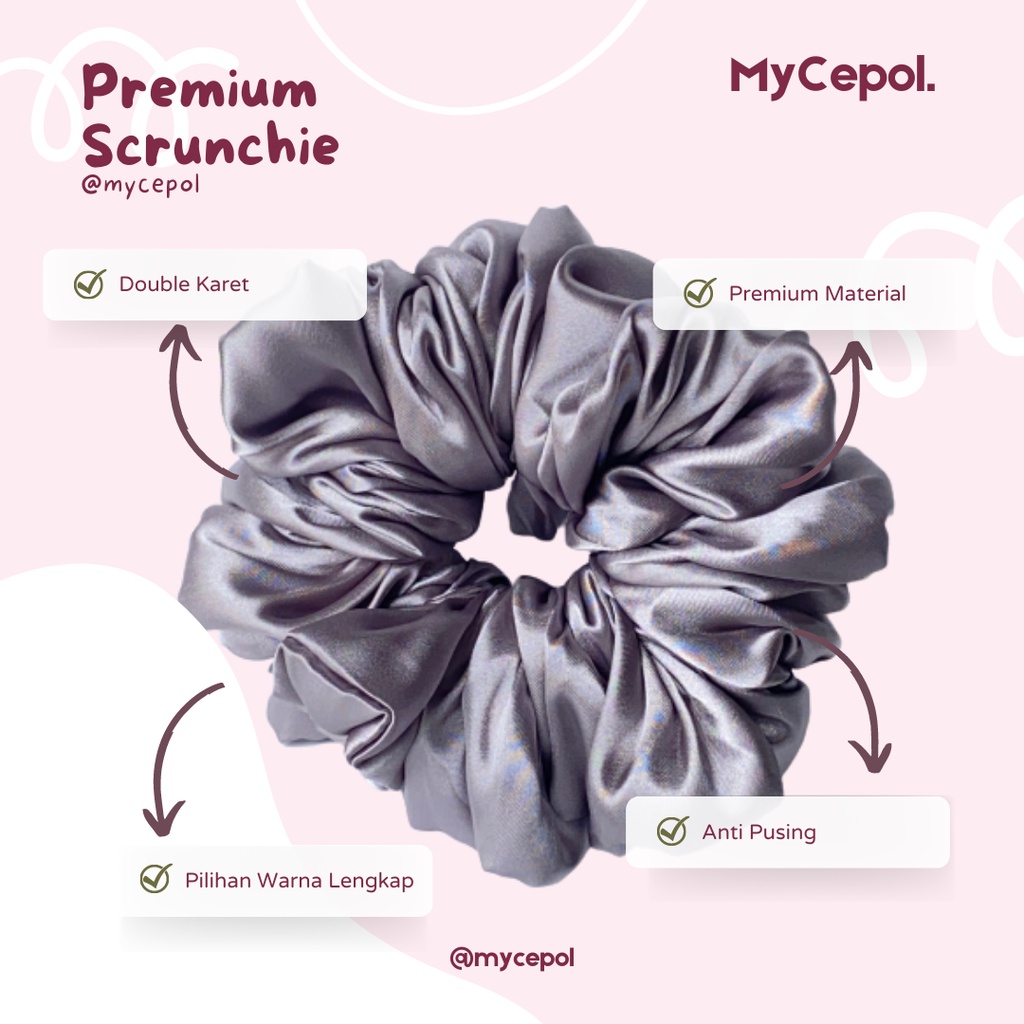(MyCepol) Jumbo Bangets Ikat Rambut Super Premium Cepol Hijab Satin - Abu Metalik