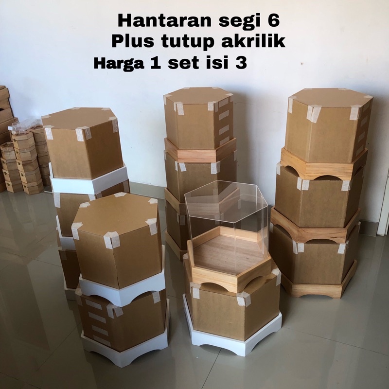 Hantaran Pernikahan Segi6 Hantaran Kayu Segi6 Plus Tutup Akrilik Harga 1 Set Isi 3