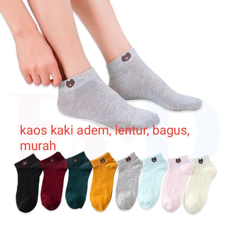 Kaos Kaki Cewek Wanita Ankle Kaos Kaki Pendek Motif Polos Kaos Kaki Semata Kaki Bahan Halus