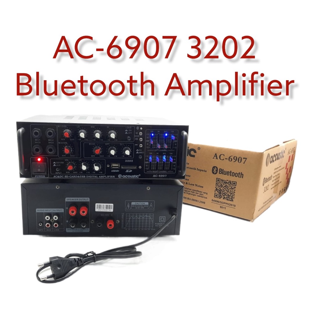 AMPLIFIER ACOUSTIC AC 6907 3202 USB BLUETOOTH DIGITAL KARAOKE AMPLIFIER