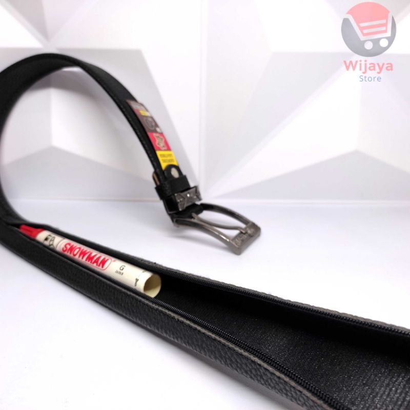 Ikat Pinggang Resleting Kulit Sintetis PU Leather Berkualitas Pria Sabuk Gesper Pendeng - [B009]