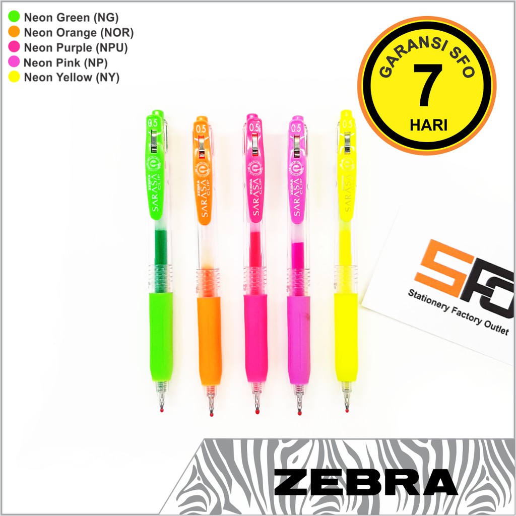 

Pen Gel Zebra Sarasa Clip 0.5mm Neon