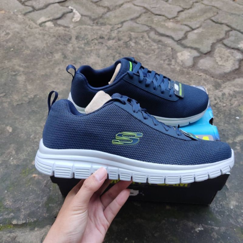 Sepatu Sneakers Pria skechers Burn Brantley Memory Foam Navy Original