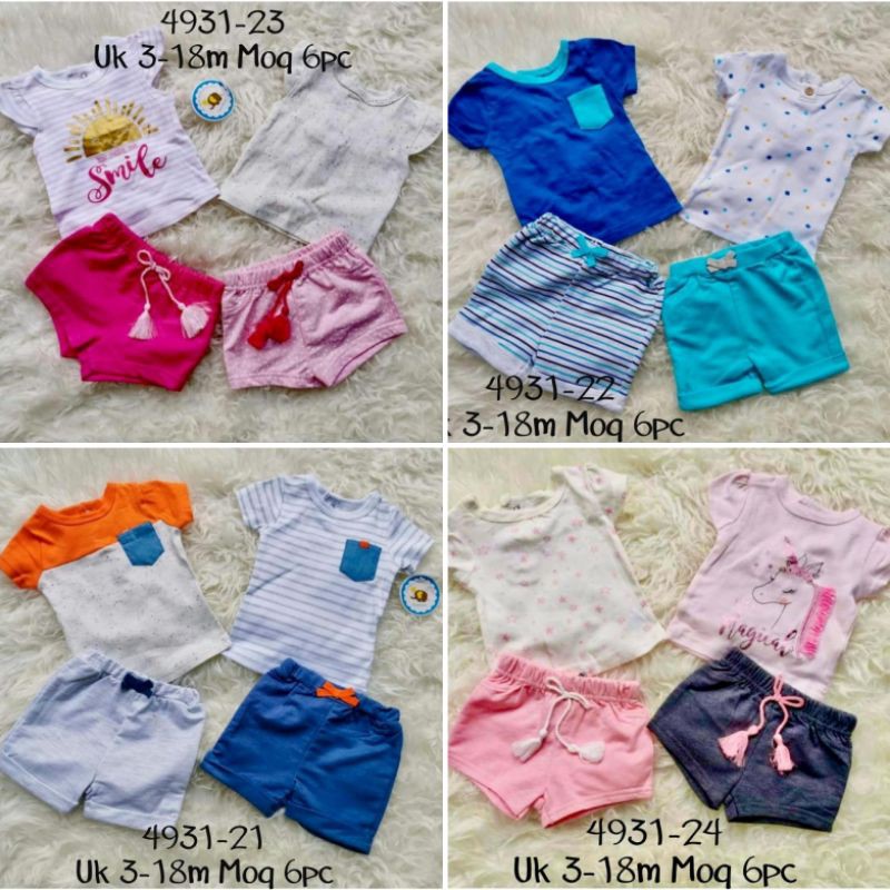 2in1 Setelan Oblong Pendek 3-18 Bulan Bayi Cewek Cowok / Setelan Baby Boy Girl Catell Love