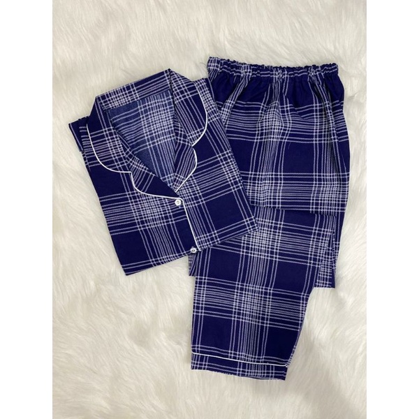 Baju Tidur Wanita/Piyama Wanita Dewasa Katun Motif Daun Part 3-CP GUILLEN NAVY