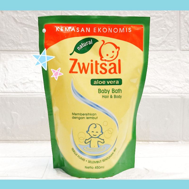 Zwitsal baby Aloe Vera bath 2 in 1 hair and body refill 450ml