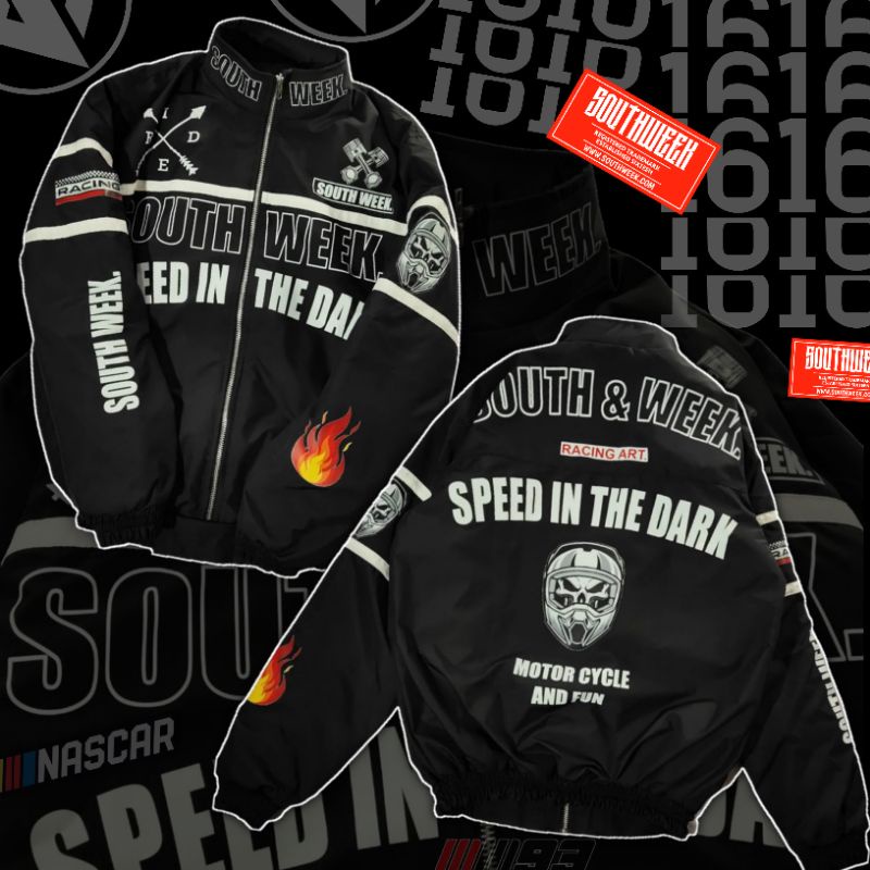 SOUTHWEEK | Nascar Jacket Motowear Racing Addiction - Jaket Motor Pria/Wanita-SouthwkFullhitam 017