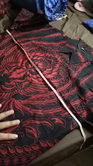 Manuk Peksi Merah Kemeja Batik Pria Full Furing Katun Primisima Batik Solo Batik Pria Eksklusif