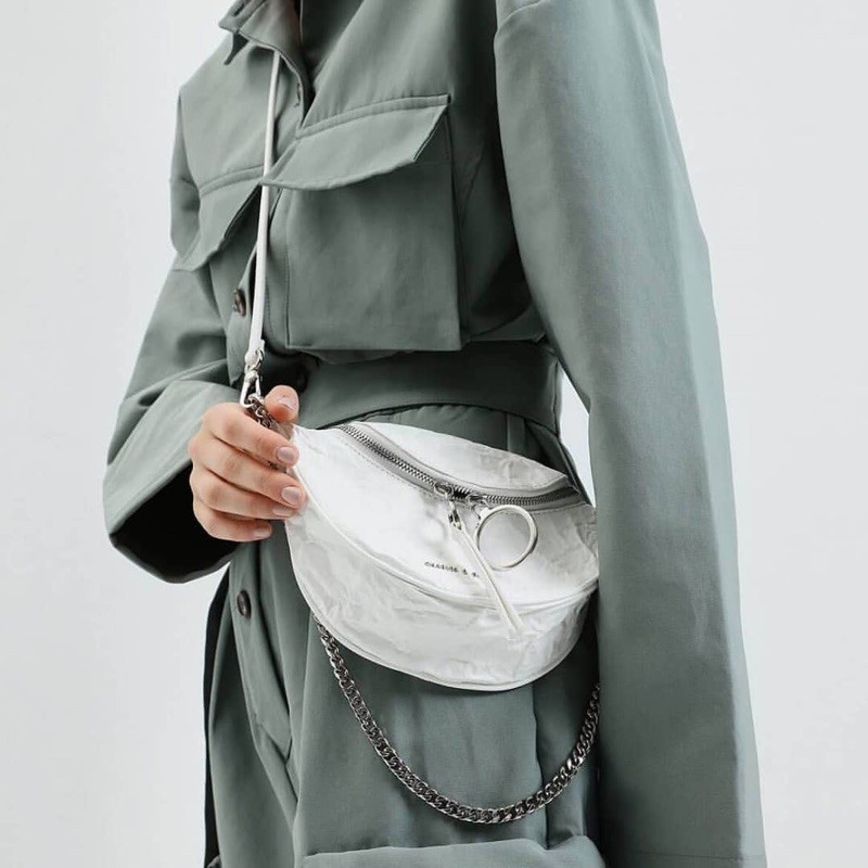 SALE Wrinkled Ring Zip Tassel Waistbag