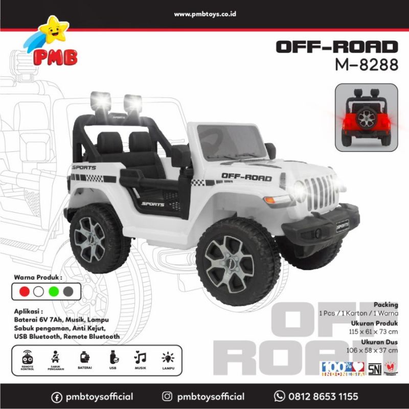 MOBIL AKI MAINAN ANAK JEEP WRANGLER RUBICON PMB OFF-ROAD 8288/YUKITA 2699 REMOTE CONTROL BLUETOOTH ~MAINAN MOBIL AKI ANAK~MOBIL AKI ANAK